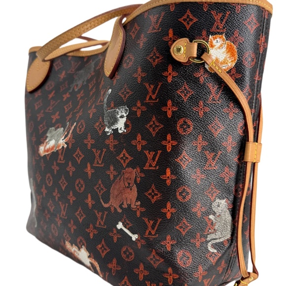 Louis Vuitton Catogram Neverfull MM – Marron Calfskin with Cats & Dogs Print - Picture 3 of 8